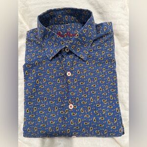 Alan Flusser Shirt Mens medium Paisley All Over Print Button Up Long Sleeve